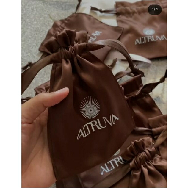 custom logo satin velvet pouch serut 10 x 15