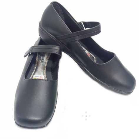 Sepatu Wanita Pantofel tanpa Heels Kantor Sekolah Paskibraka Warna Hitam Polos