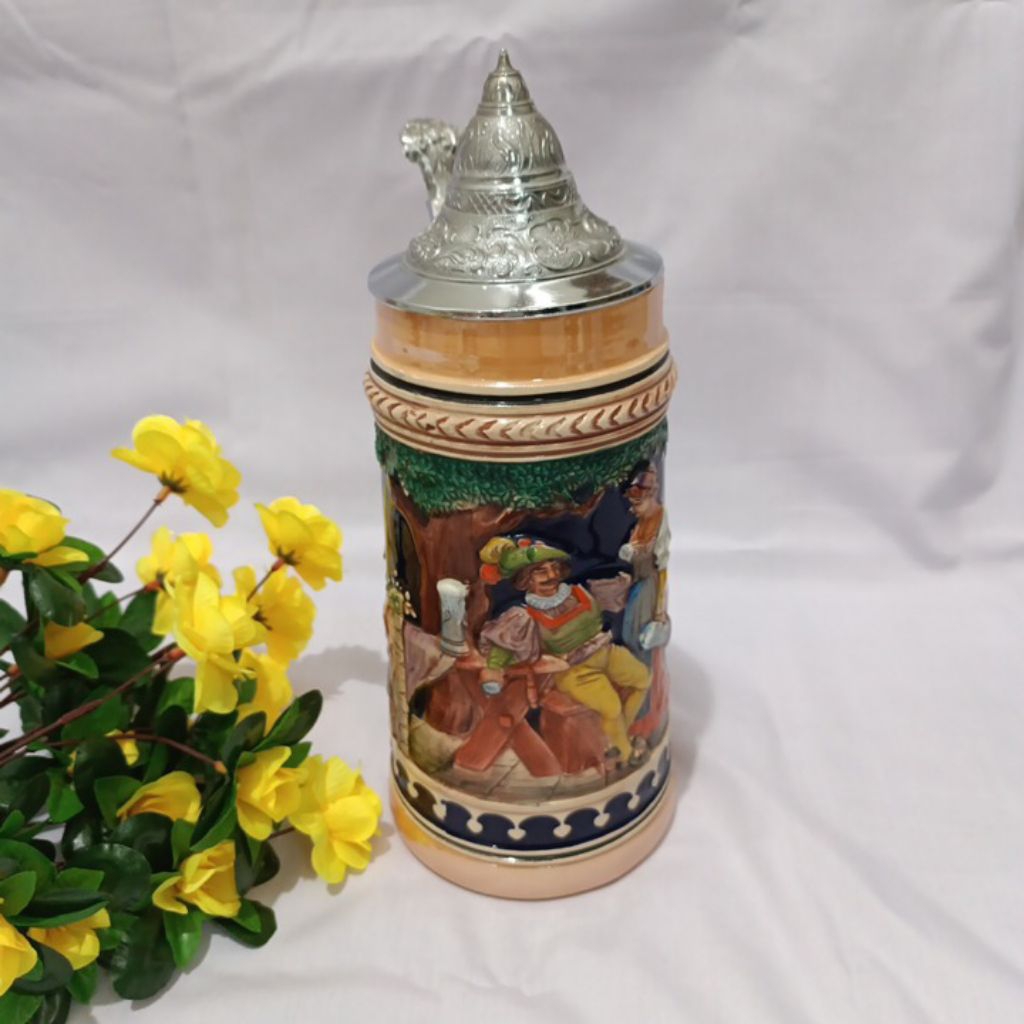 Mug Bir Keramik tutup timah handmade khas Jerman