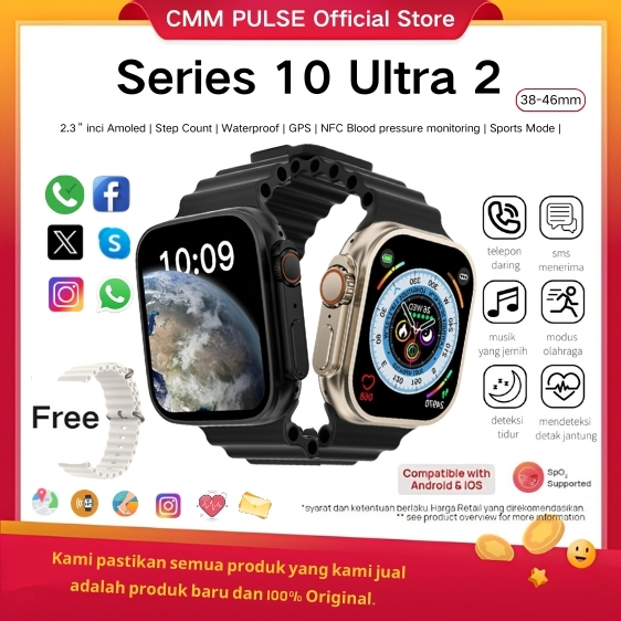 CMM PULSE New SmartWatch Ultra HD AMOLED Dan Ganti Wallpaper Display GPS NFC Waterproof iPhone Bluet