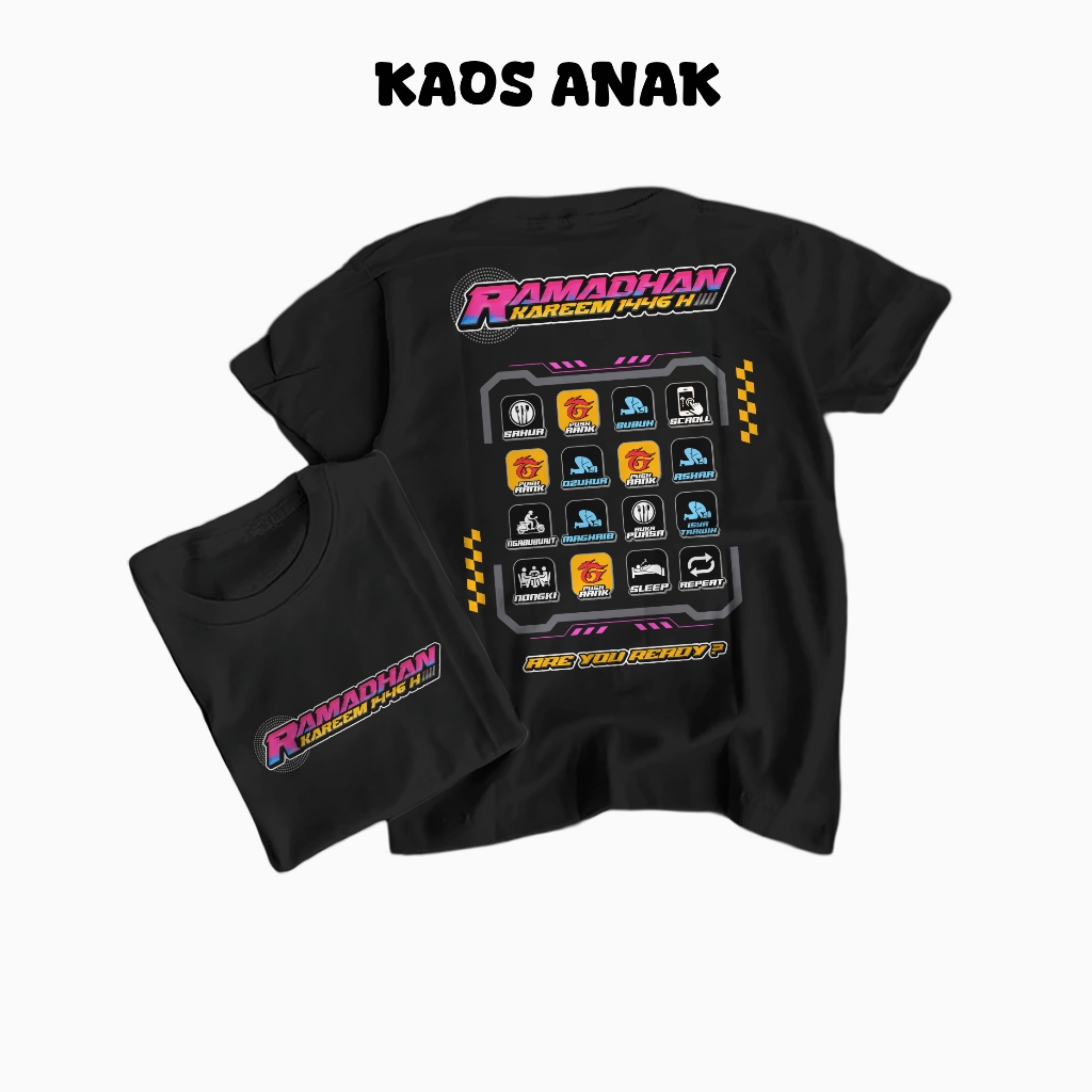 KAOS ANAK RAMADHAN KAREEM 1446 HIJRIAH BAJU LEBARAN ICON GARENA BULAN PUASA BAJU FF