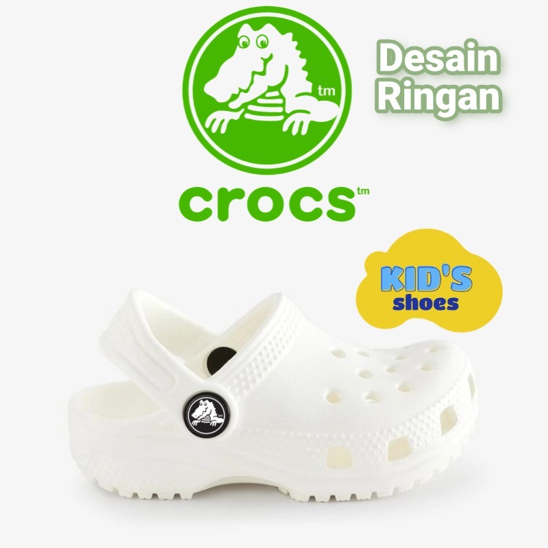 Sunny Delights Crocs-[COD] 100% ORI Crocs Classic Clog Kids Unisex,Sandal Crocs anak anak-White