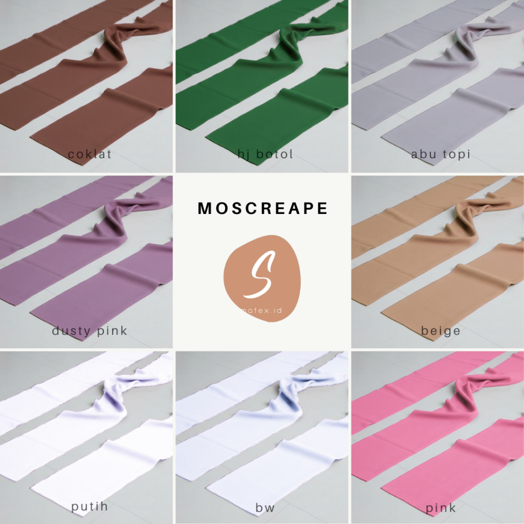 (HARGA PER 0,5 METER) Kain Moscrepe Premium | Moss Crepe Halus Jatuh Adem | Bahan Gamis, Hijab & Dre