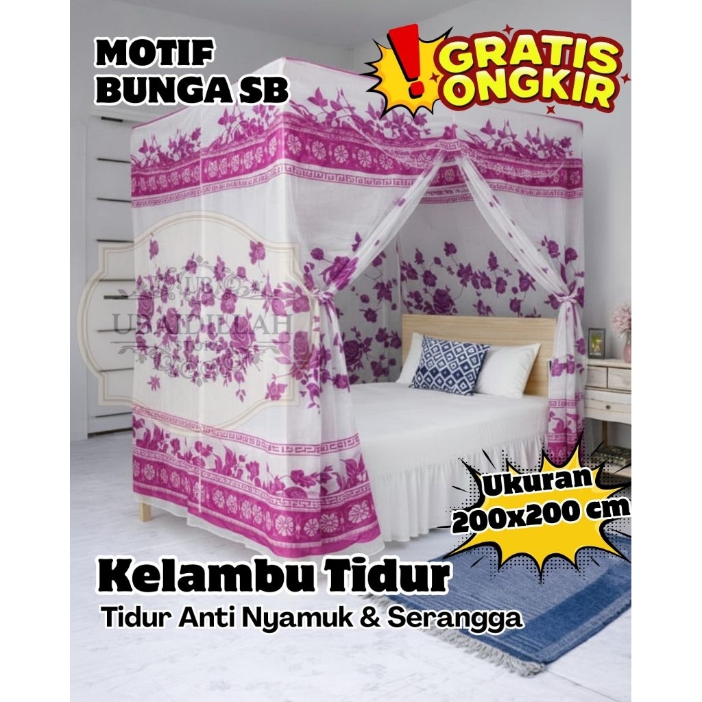KELAMBU TIDUR SB SUPER JUMBO MOTIF BUNGA BAHAN TEBAL