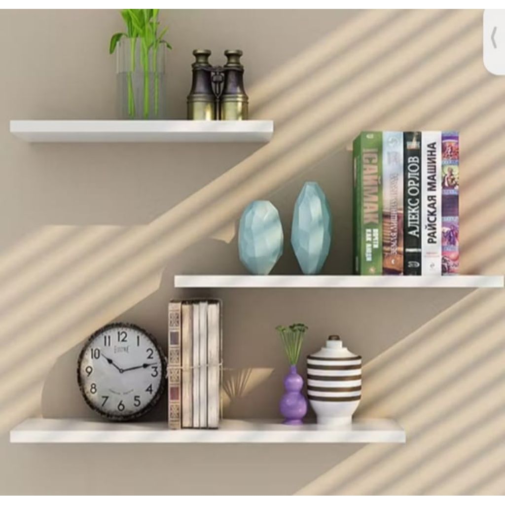 Rak Dinding Minimalis Susun 3 Warna Putih/Rak Dekorasi Rumah/Rak Hiasan Rumah Dan Kamar Tidur