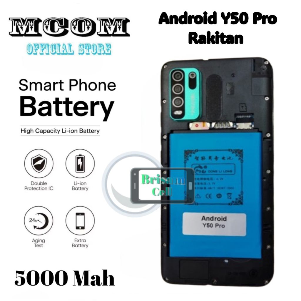 Baterai MCOM for Android Y50 Pro Double Power 5000mAh batere batre batrai battery