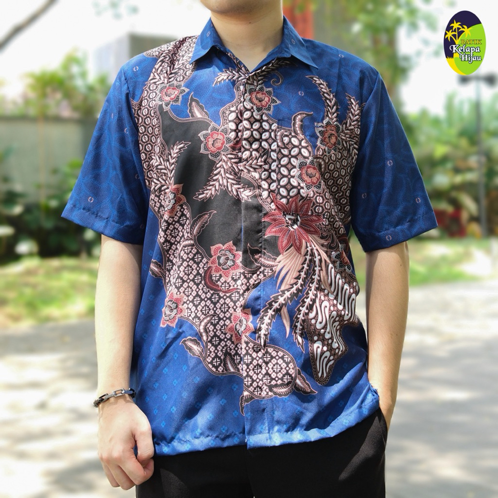Kemeja Batik Pria Murah Lengan Pendek - Batik Kelapa Hijau