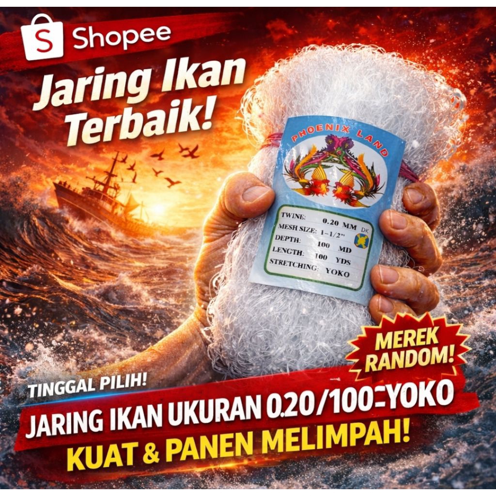 Jaring Ikan Senar 0.20 Yoko – Panjang 100 m / 100 Yards | Pukat Ikan (Ukuran Bisa Dipilih)