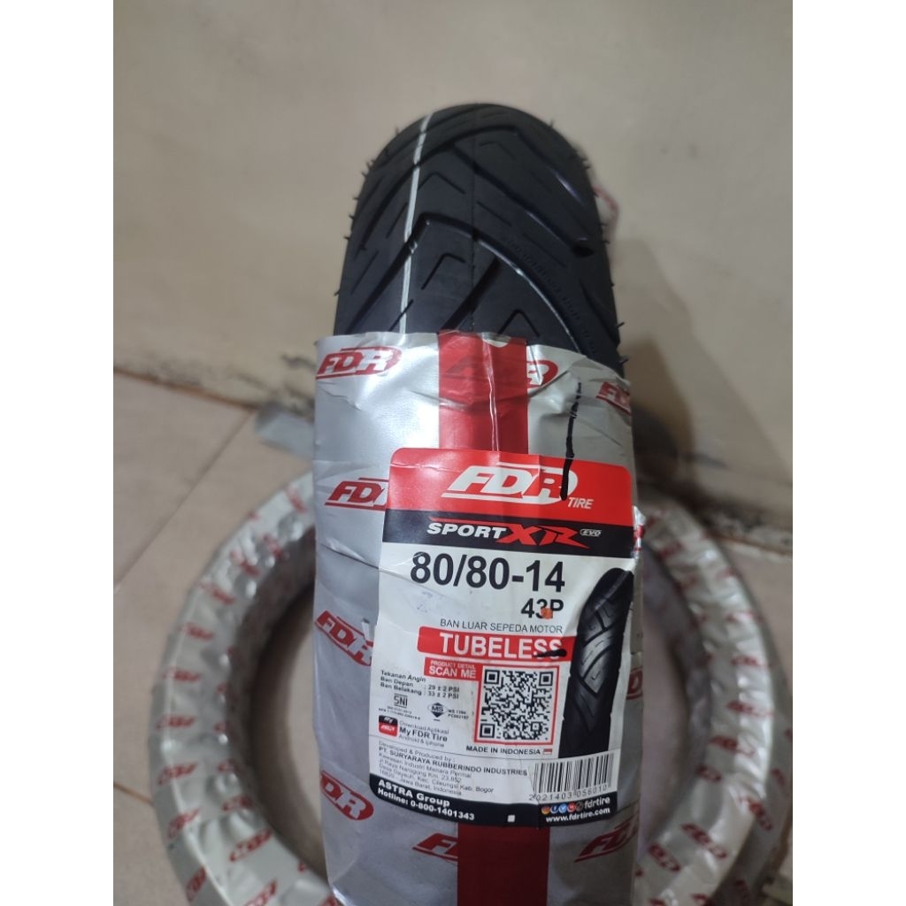 Ban Tubeless FDR EVO 80/80-14 + Free Pentil Tubeless