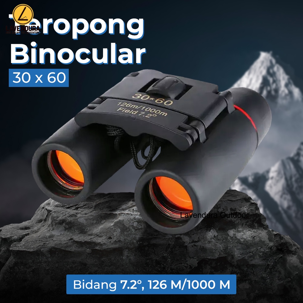 Telescope Teropong Binoculars HD 30x60 126M/1000M Black Binocular binoculars teropong militer kompas