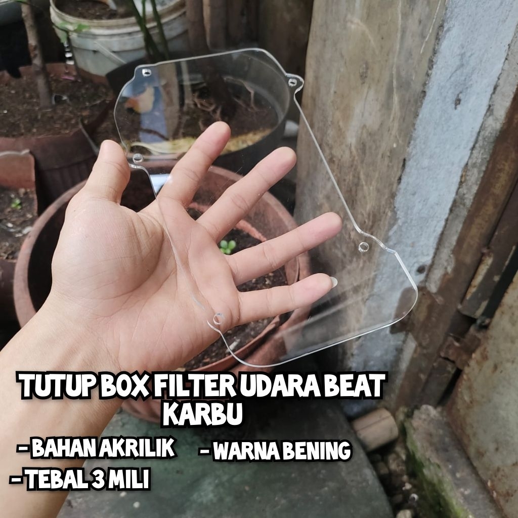 cover mika tutup box filter udara variasi honda beat karbu akrilik 3 mili bening transparan pnp