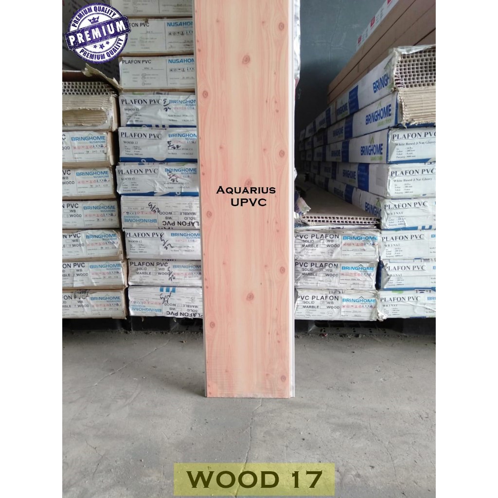 Plafon PVC Motif Putih Wood 17 Glossy Tebal 8mm Lebar 20cm Anti Air Rayap Kwalitas Premium