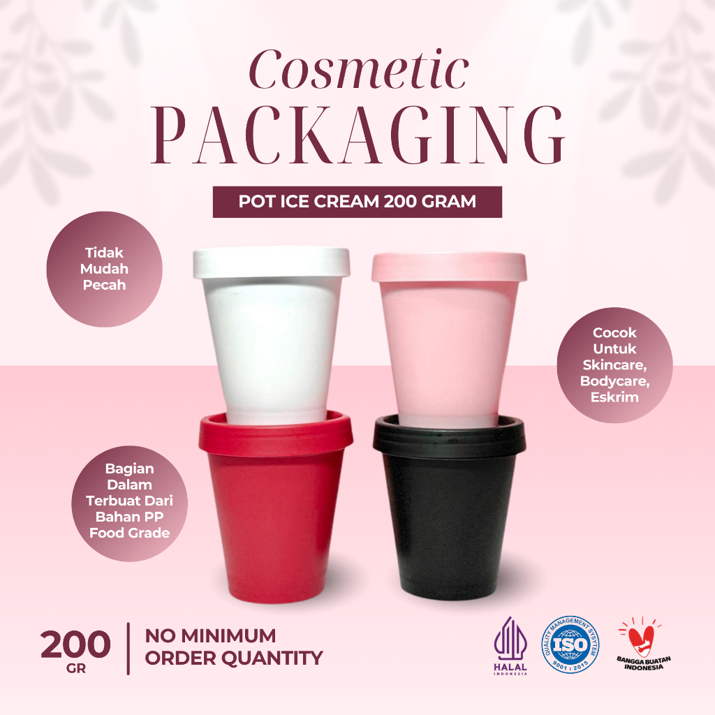 Pot Ice Cream/ Pot Eskrim/Pot Lulur/Pot Refill/ Pot Skincare 200Gr