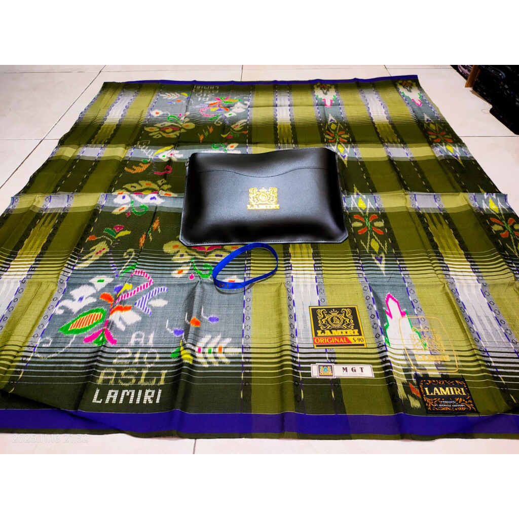 COD - Sarung Tenun Lamiri S90 Full Sutra Motif MGT Zebra Non Original/Non Register Pabrik(tidak ada 