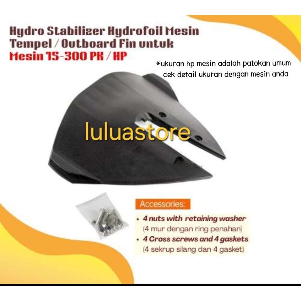 Hydro Stabilizer Hydrofoil Mesin Tempel / Outboard Fin untuk Mesin 15-300 PK / HP
