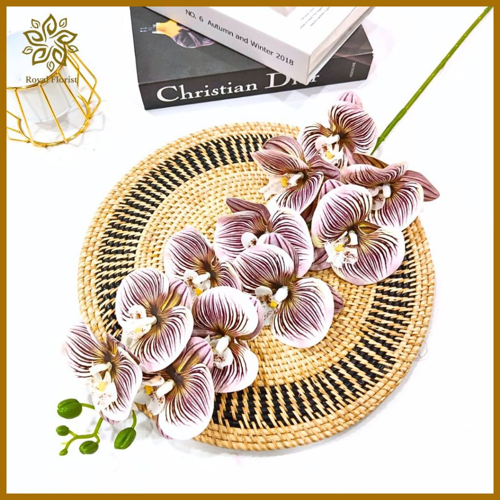 Bunga Anggrek Bulan Latex Jumbo Cabang 11/Bunga Anggrek Artificial/Bunga Dekorasi (NK 323)