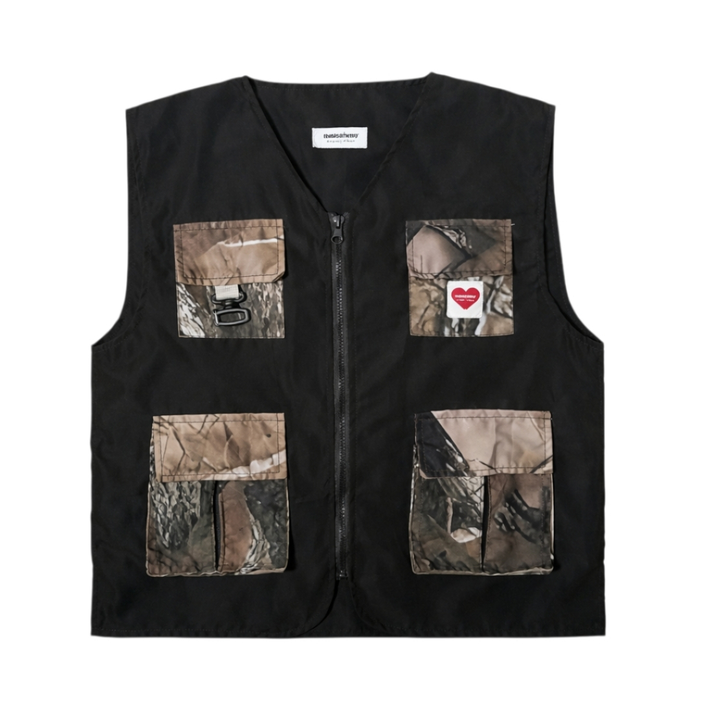Rompi Tactical Outdoor Pria - Vest Hitam Utility Motif Camo