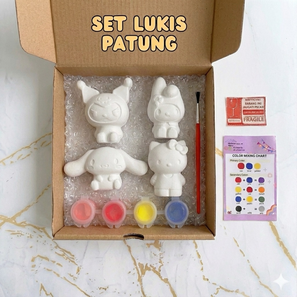 Gypsum Painting Mainan Edukasi Melukis Anak Karakter Sanrio Kendaraan Mobil Pokemon Montessori