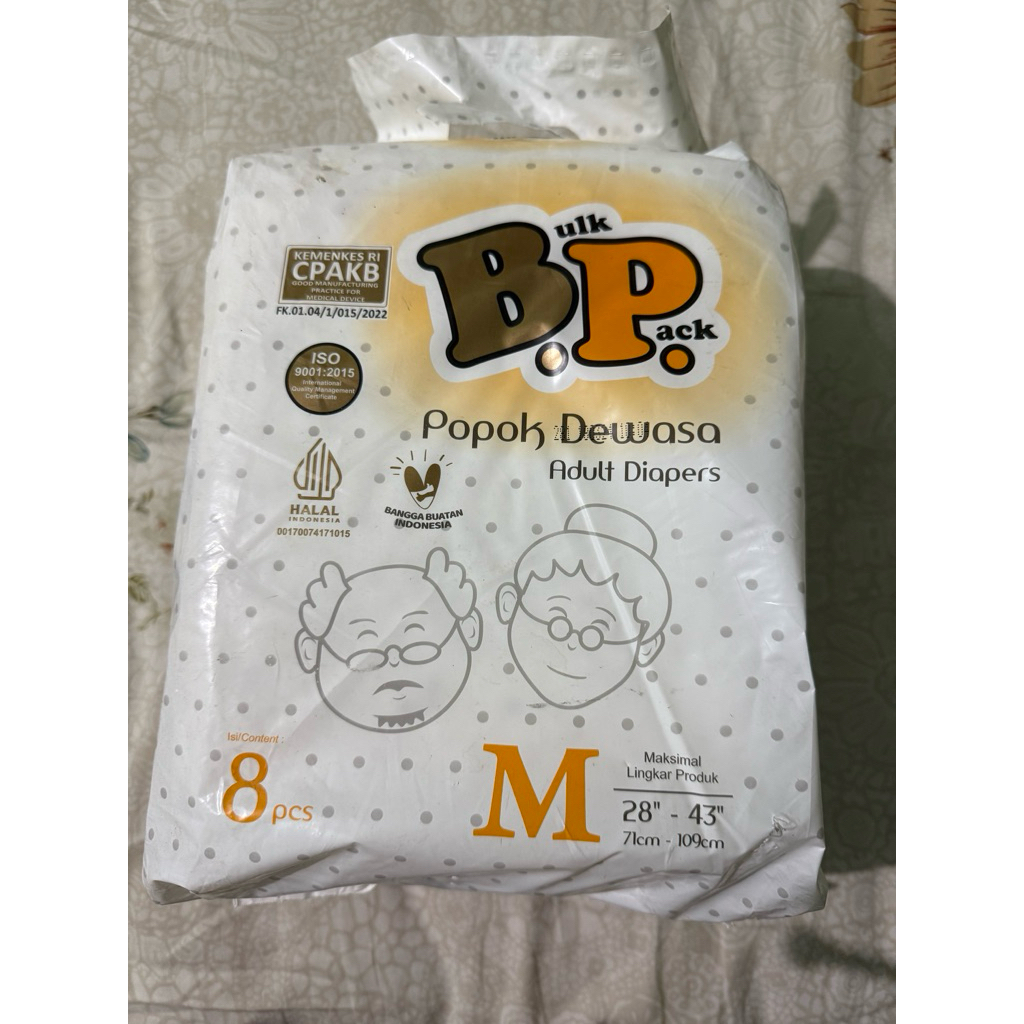 Popok Dewasa Perekat Lembut BP - Ukuran M dengan Daya Serap Tinggi