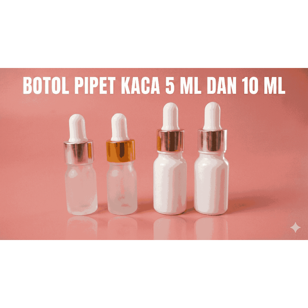 Botol Pipet Kaca 5 ml 10ml Frosted Gold Silver Putih / Botol Kaca BR 10ml Frosted Pipet / Botol Seru