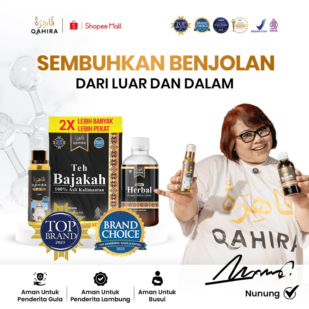 Qahira Herbal Alami Untuk Kista Lipoma Kelenjar Getah Bening Obat Benjolan BPOM Aman Halal
