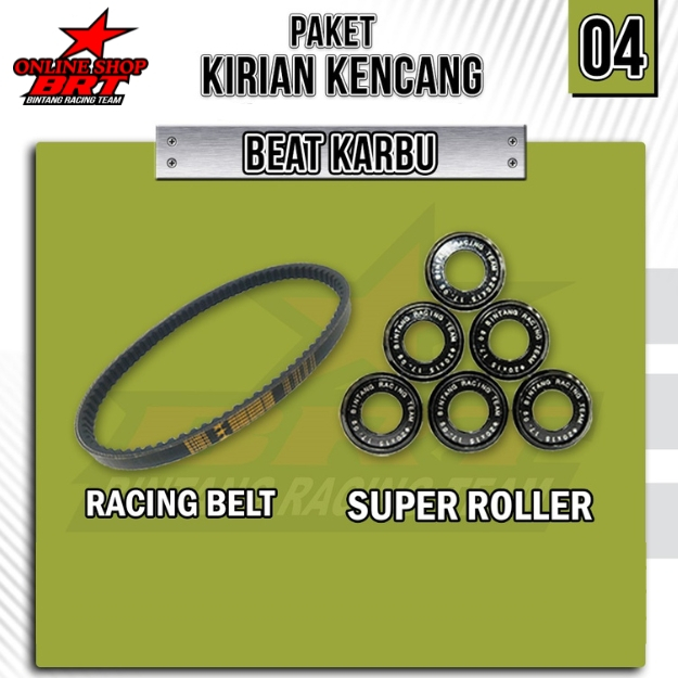 PAKET KIRIAN 4 VBELT Vanbelt ROLLER BRT BEAT SCOOPY SPACY KARBU KARBURATOR