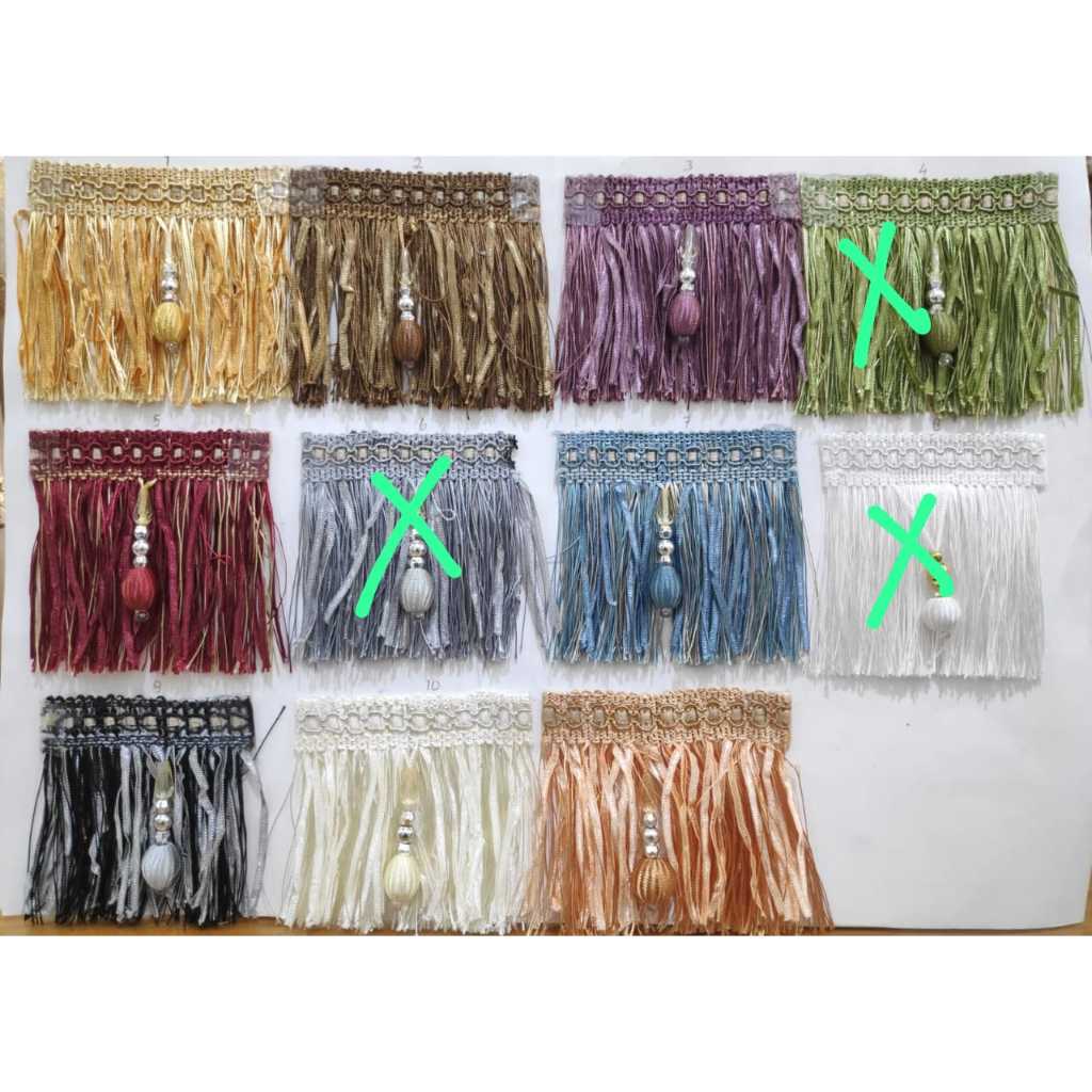 Renda Aksesoris Poni Tirai Gorden  & Taplak Meja | Rumbai Sisir Manik Premium | Renda Manik-Manik