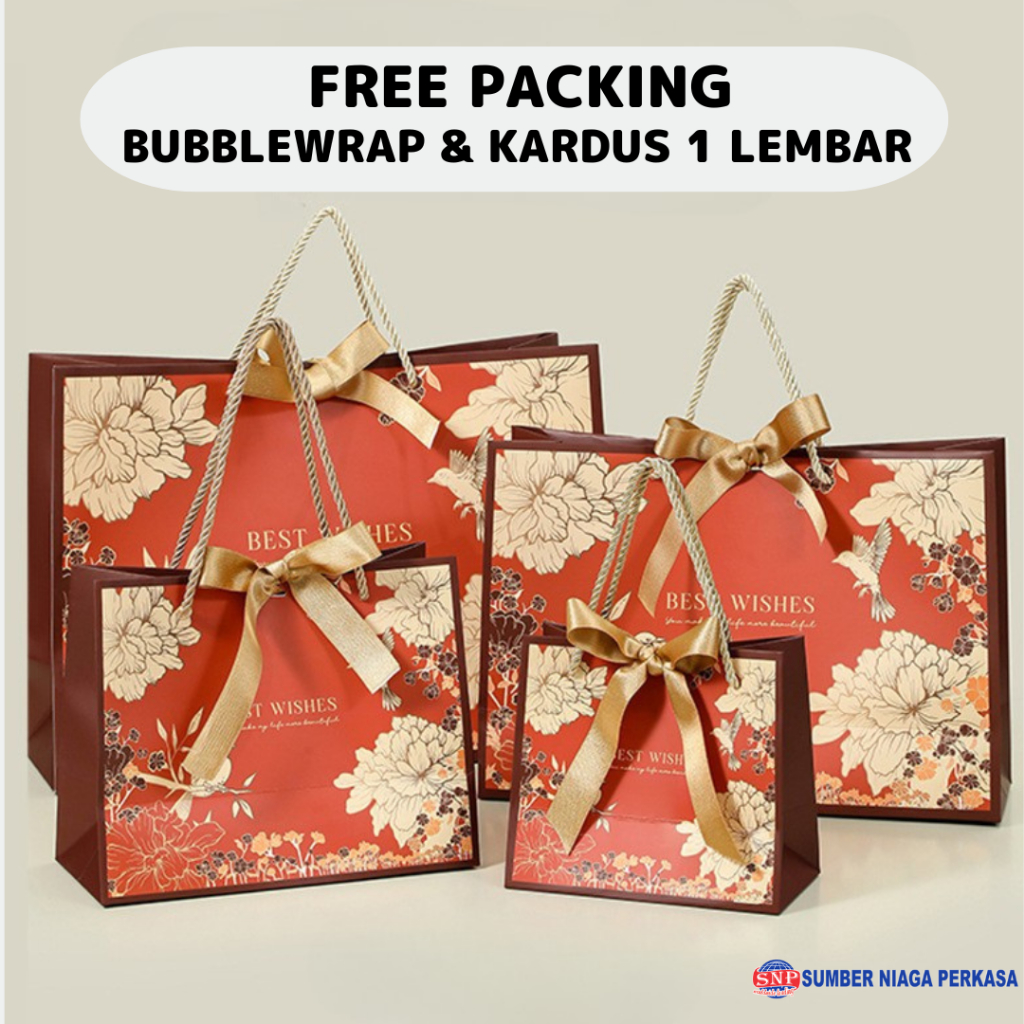 Paper Bag Imlek Sincia Konyen CNY Sangjit Tingjing - Paper Bag Elegan Mewah - Kantong Kado Bingkisan