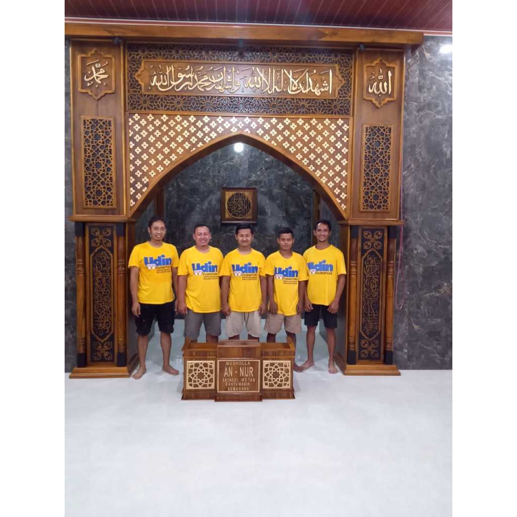 Mihrab Masjid Kayu Jati Ukiran Jepara Mewah Model Klasik Elegan