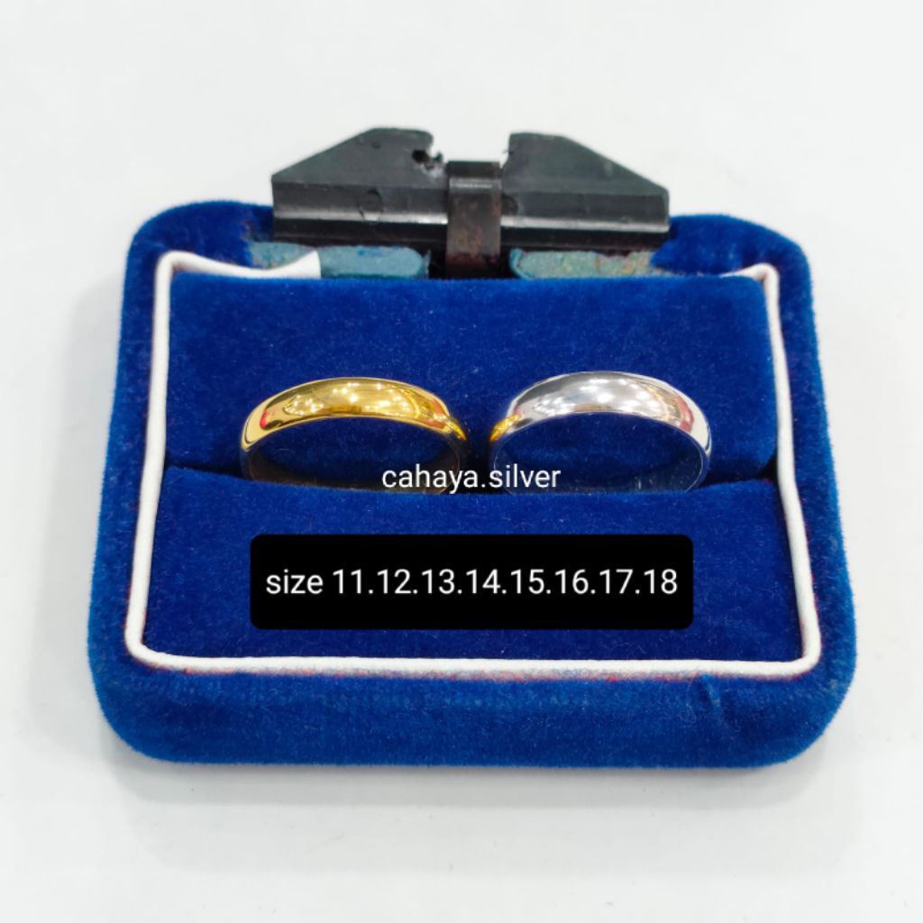 Cincin Polos Atau Cincin Kawin Perak Asli 925 Lapis Emas UNISEX