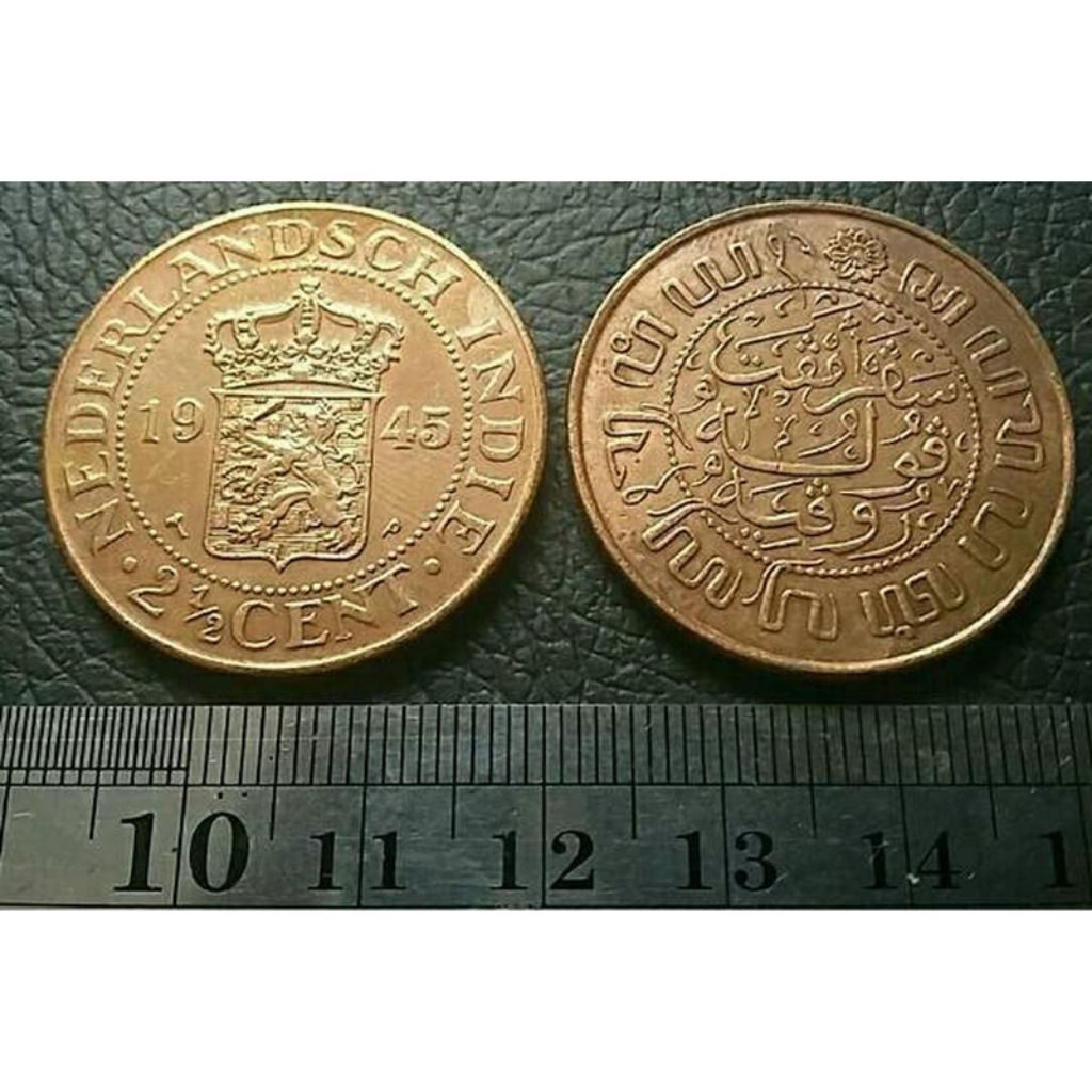 Uang Kuno Koin 2 1/2 Cent Nederland Indie Tahun 1945 ( 2,5 cent )