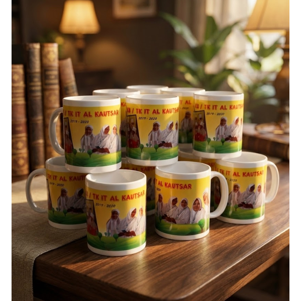 Souvenir Mug Custom Sablon Foto & Logo - Keramik Premium - Cocok untuk Pernikahan, Wisuda, Aqiqah & 