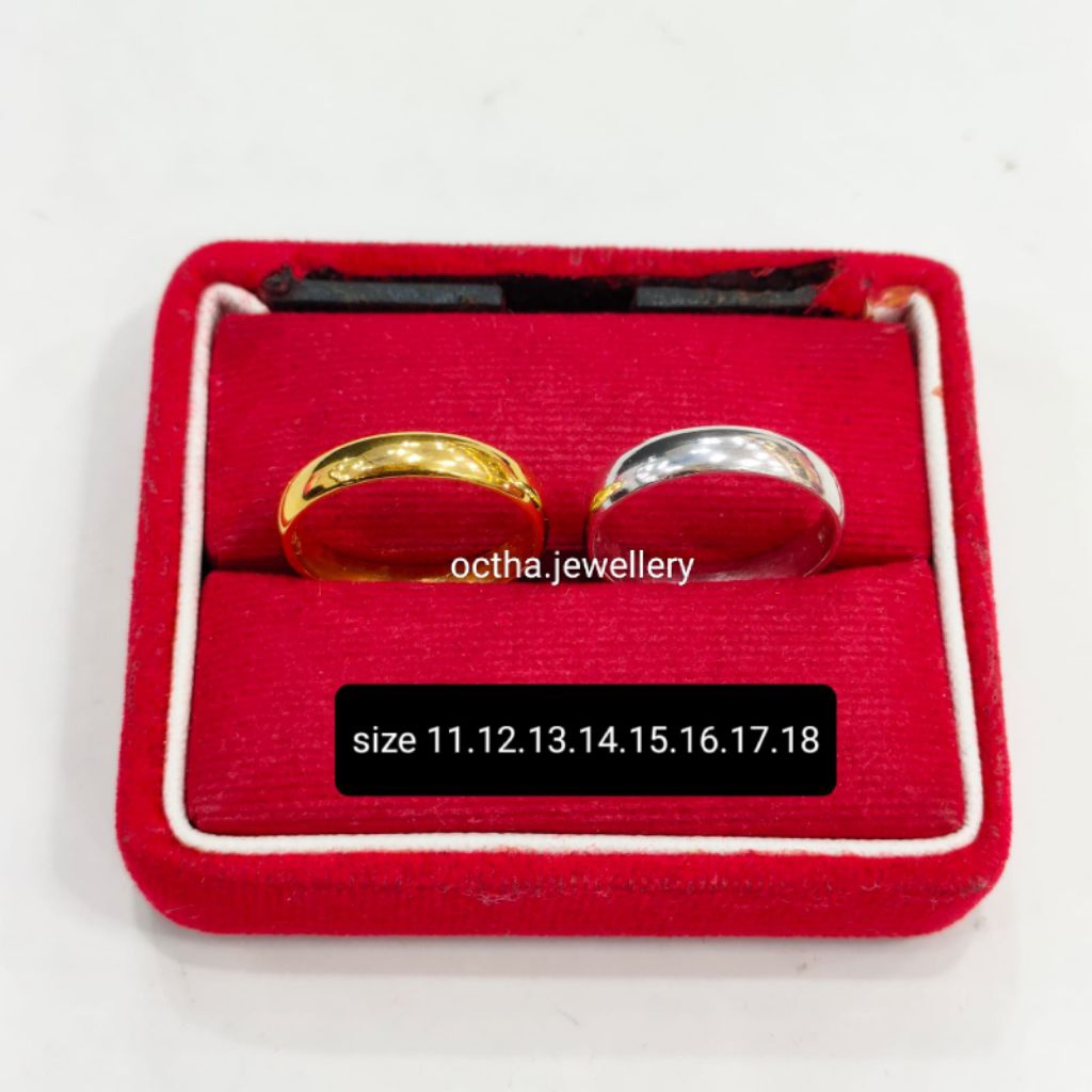 Cincin Polos Atau Cincin Kawin Perak Asli 925 Lapis Emas UNISEX