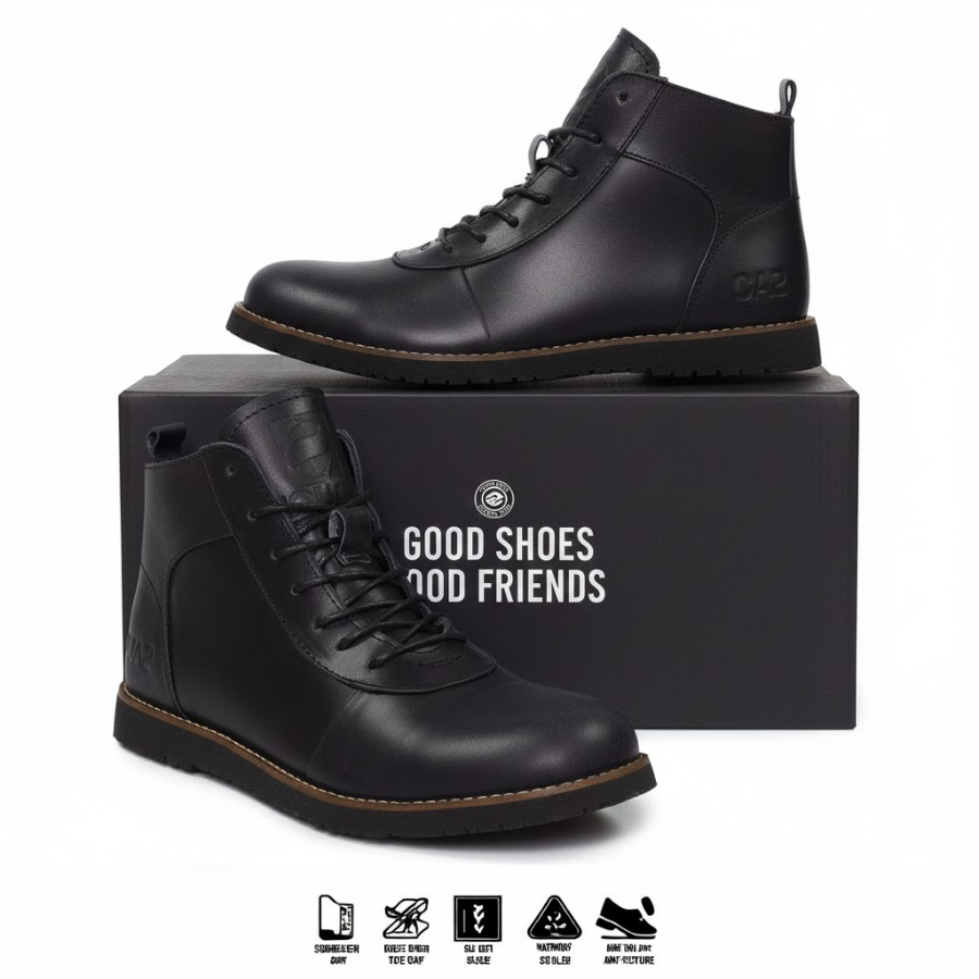 Sepatu Kulit sepatu kerja sauqi boots kulit sapi asli sepatu kerja kantor formal Brodo six coklat
