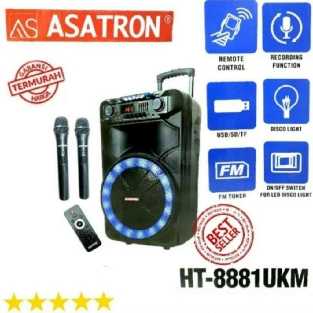 SPEAKER Asatron 8881 UKM 15inch ekualizer Speaker bluetooth Portable HT8881 UKM Asatron 15 inch