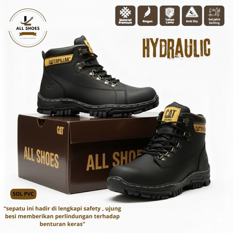 Sepatu Safety Pria - Sepatu Boots Pria - Sepatu Caterpillar Bots- Sepatu Pria Boot Septi Ujung Besi 
