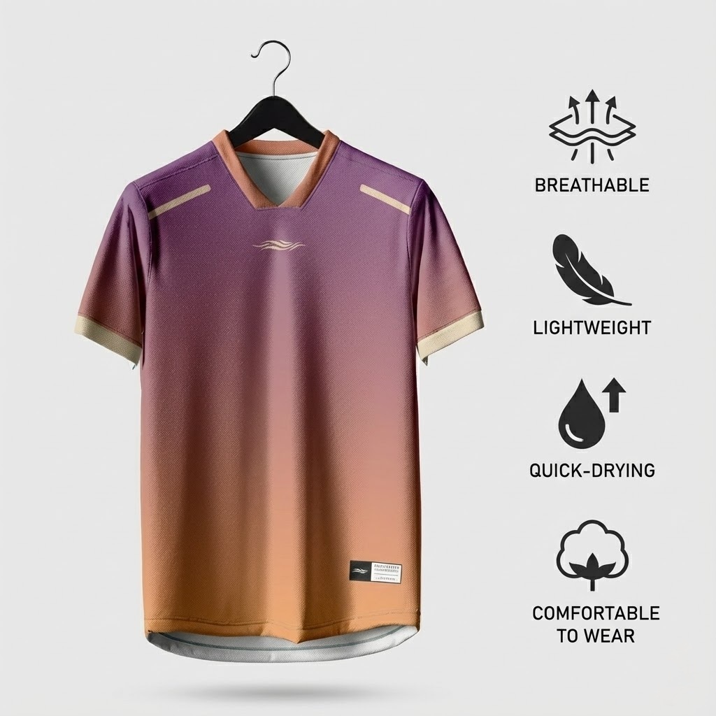 Jersey Lari Running Pria Seragam Tim Custom Motif Gradasi Ombre