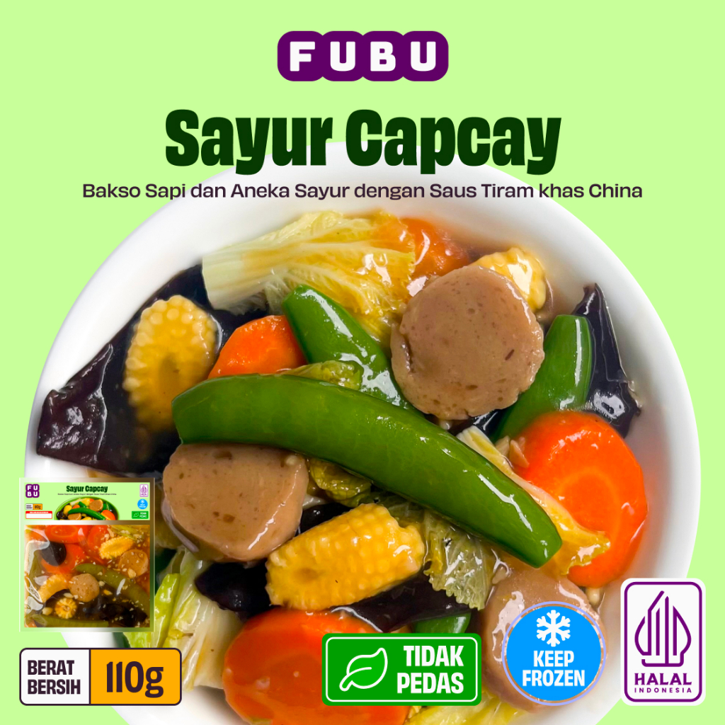 FUBU Sayur Capcay - Paket Sayur Potong Tumis Capcai Campur khas Cina - Satu Porsi Lauk Instan Frozen