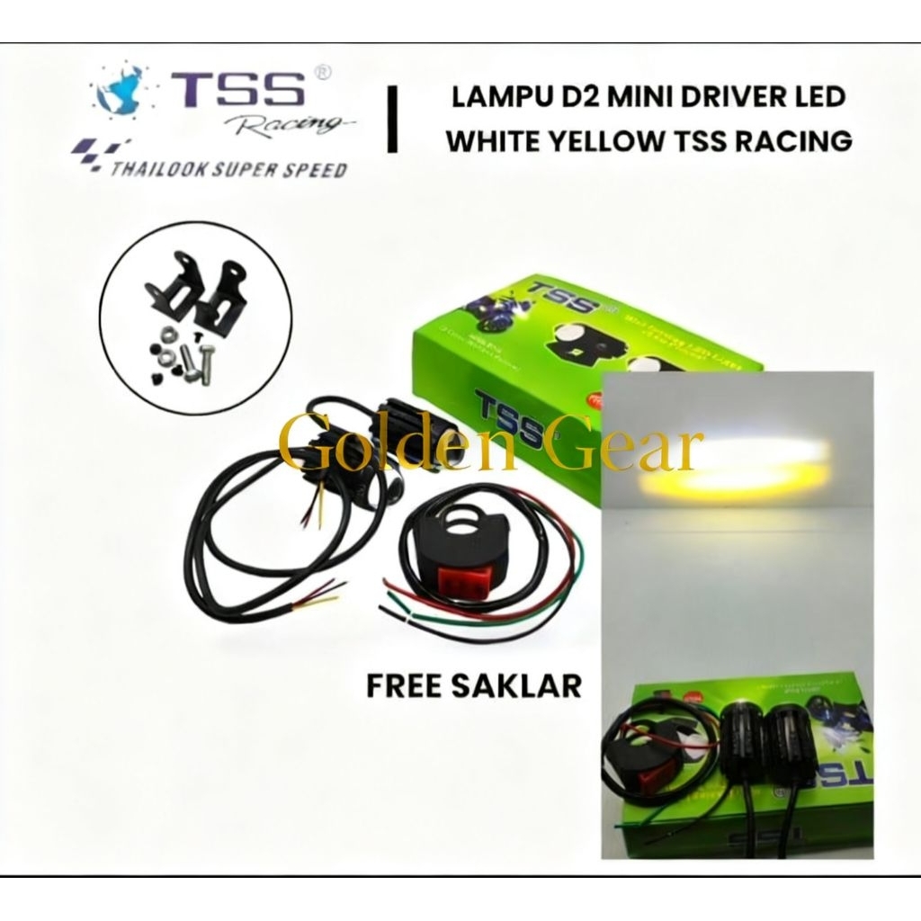 Lampu D2 TSS  Racing Mini Driver LED Putih Kuning  Universal  u/ Semua Motor Bisa