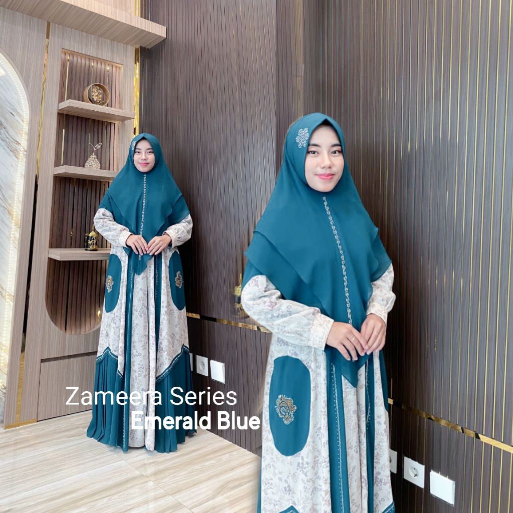 Malmira - Gamis Syari Set Hijab Ceruty Babydoll Armany Terbaru Ibu Ibu Pengajian