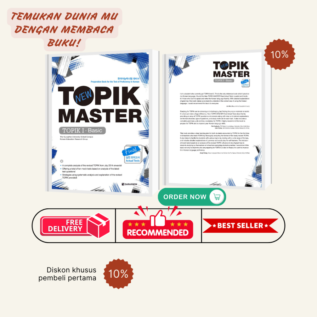 KOLEKSI BUKU CETAK - Buku Belajar Bahasa Korea New Topik Master Final- Topik 1 Basic