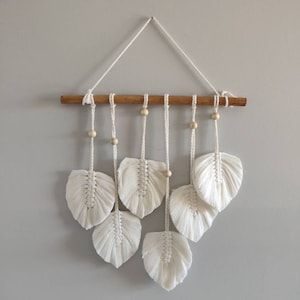 Macrame Daun Macrame Wall Hanging Hiasan Dinding Dekorasi Rumah dengan Desain Daun Elegan dan Tali K