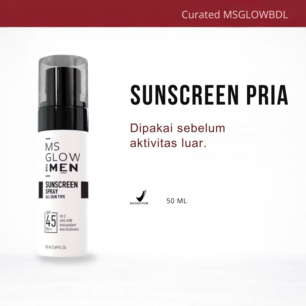 MS GLOW MEN Sunscreen Spray | Sunblock Semprot Pria SPF 50 | Original BPOM