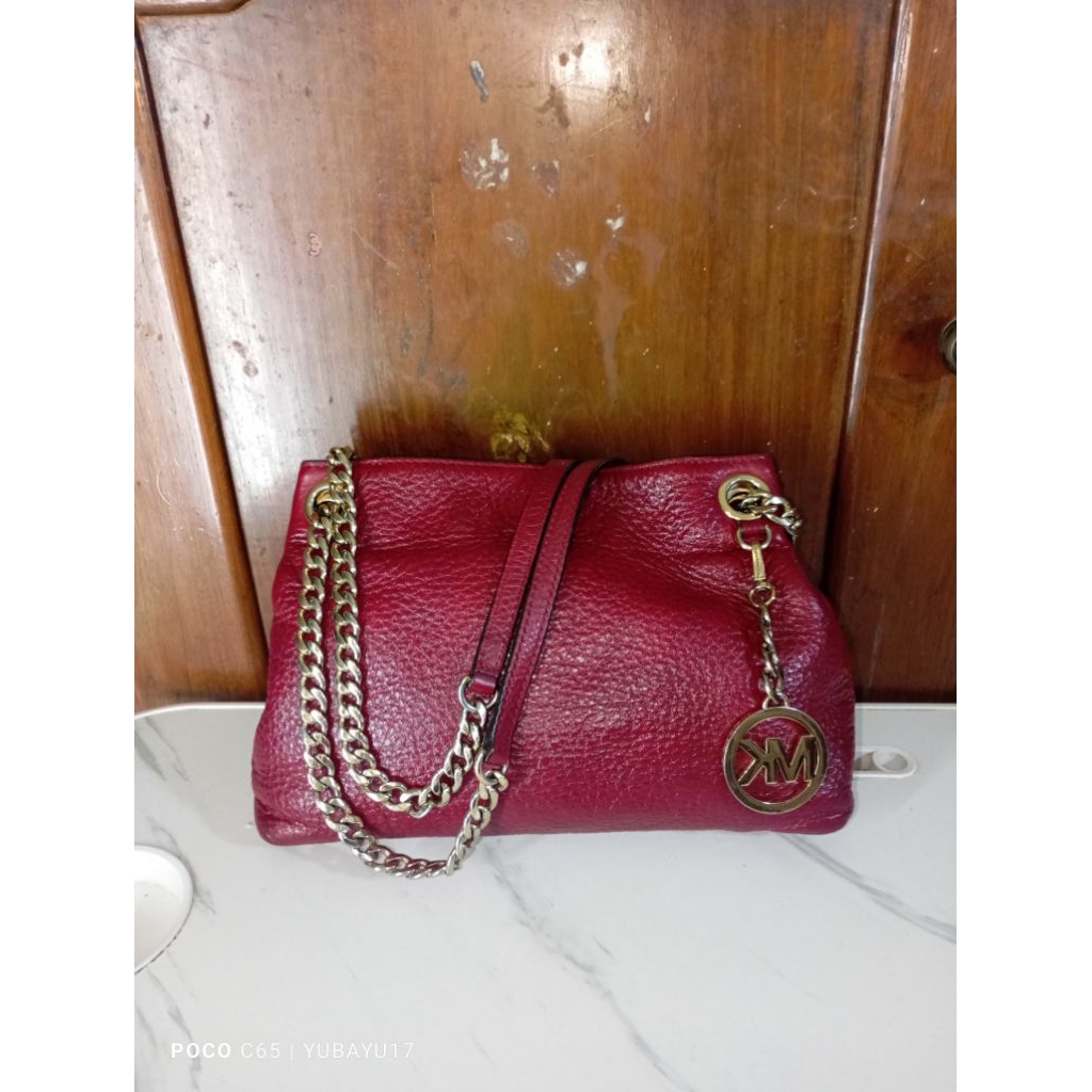 Sling shoulder bag mk mini chain kulit asli