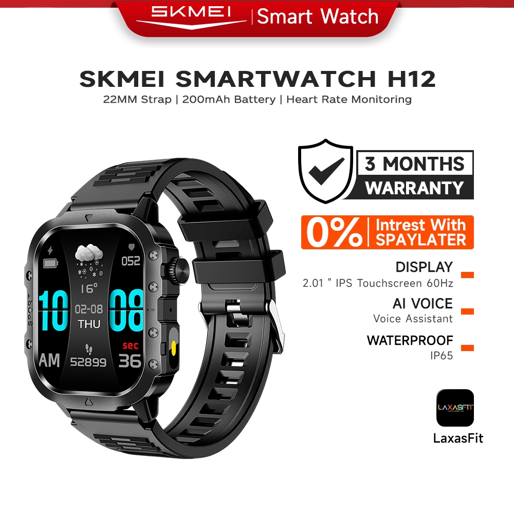 SKMEI Smartwatch H12 Jam Tangan Pria  2,01 inci Tracker Jam Olahraga Deteksi Tekanan Darah Oksigen T