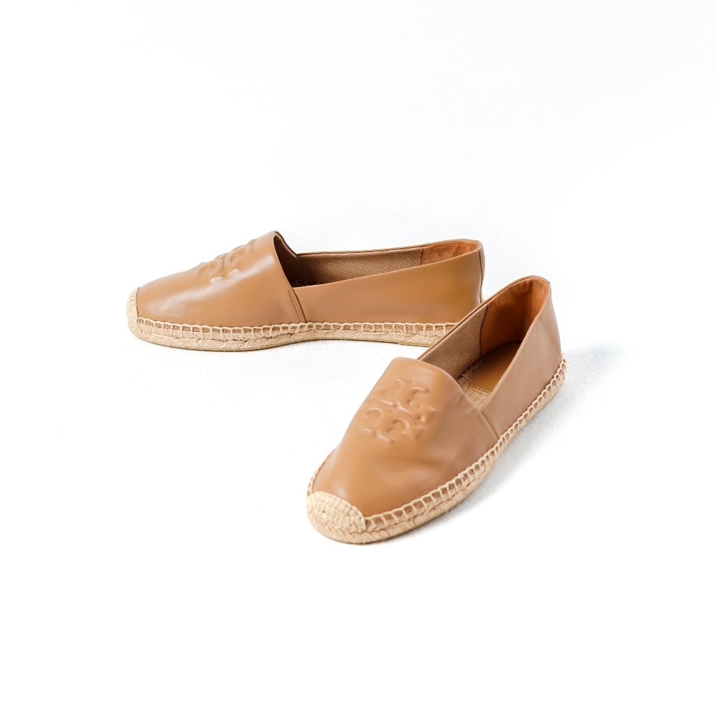 Sepatu TB EMBOSSED LEATHER BROWN ESPADRILLES 100% ORIGINAL