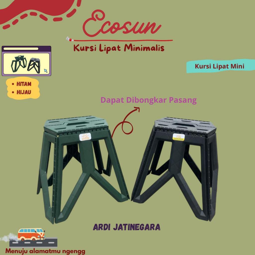 Ecosun - Bangku Duduk Lipat Modular Portable Plastik Kokoh Kursi Outdoor Serbaguna / Kursi Minimalis