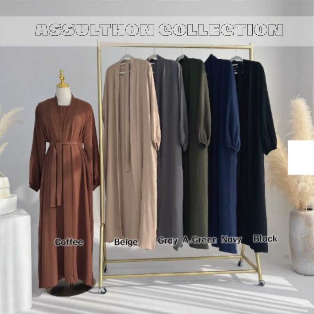 Gamis Abaya Outer 2in1 Gamis Set Inner katun Premium fashion Muslim Terbaru By Assulthon