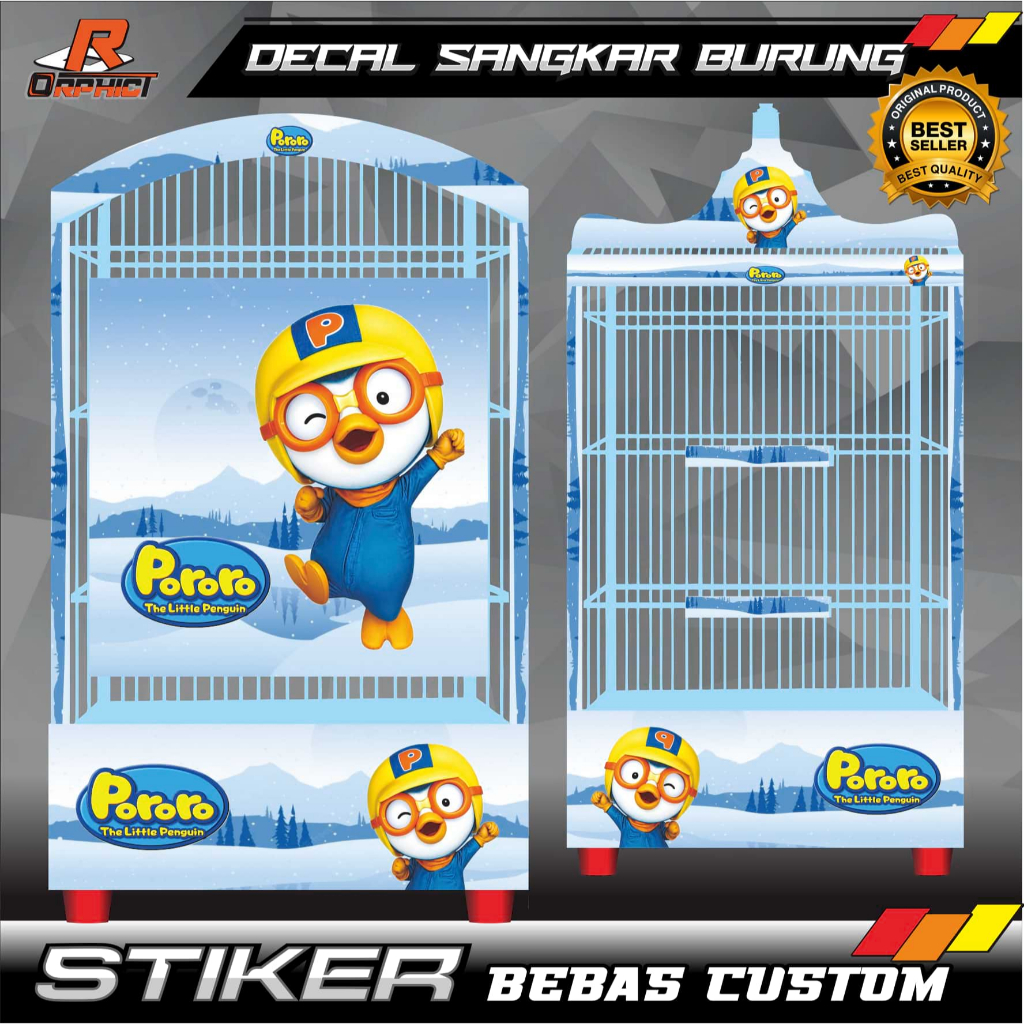 STICKER DECAL custom sangkar labubu pororo KANDANG BURUNG KOTAK STIKER UKURAN BESAR KECIL NO 1 2 3 U