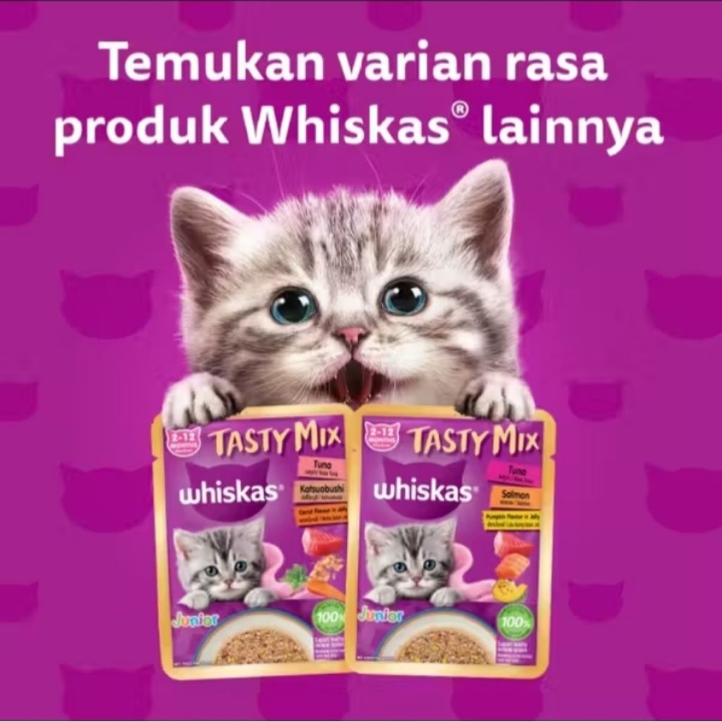 whiskas tasty mix pouch (kitten/junior/anak), whiskas tasty mix wet food (kitten/junior/anak), whisk